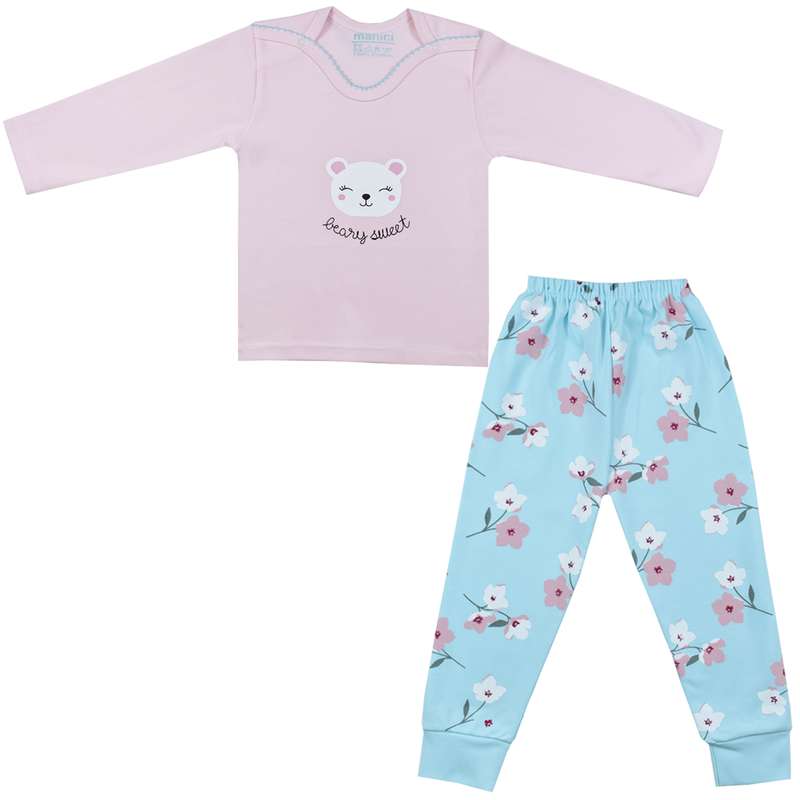 ست تی شرت و شلوار نوزادی  مانینی مدل گلدار کد 12