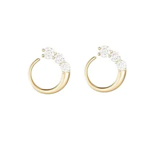 گوشواره طلا 18 عیار زنانه قیراط مدل سه سنگ کد GH6178