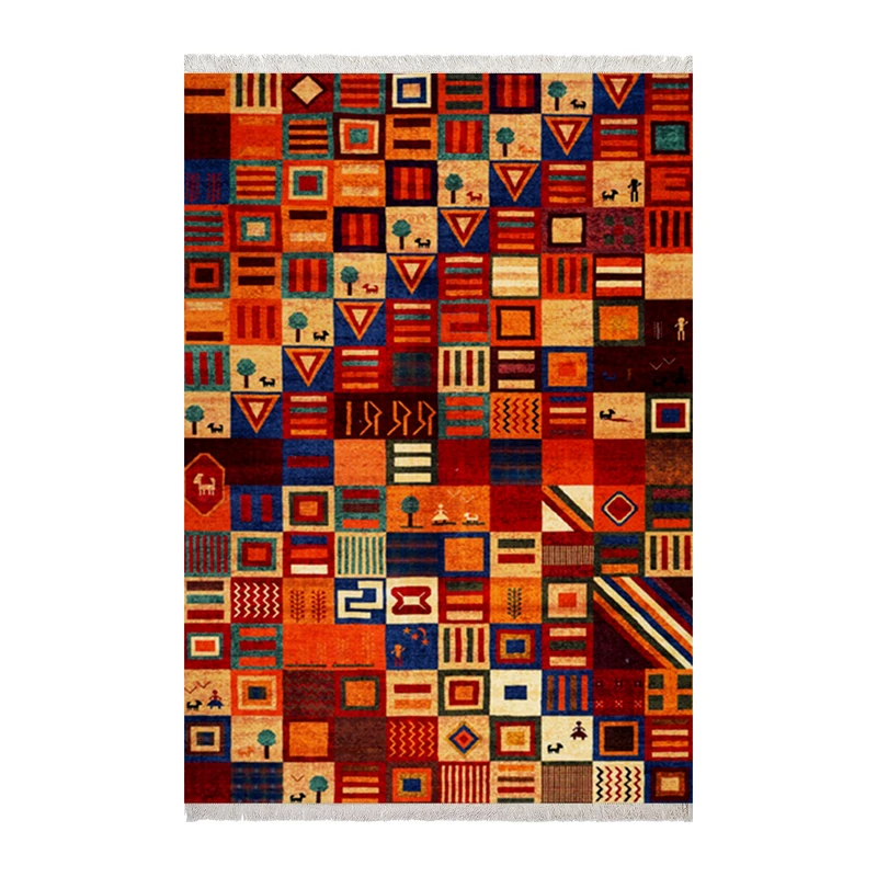 فرش ماشینی زانیس مدل مدرن طرح بختیاری زمینه قرمز