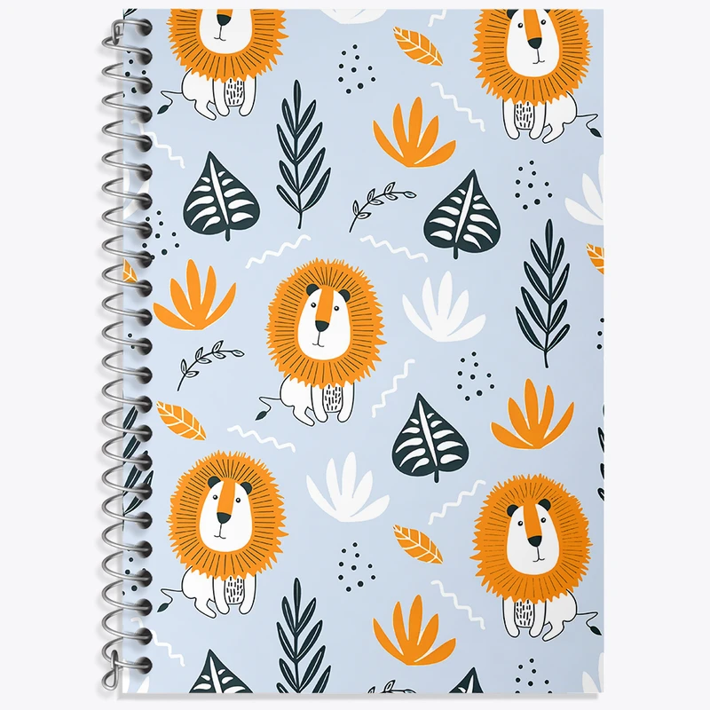 دفتر زبان 50 برگ خندالو مدل دو خط طرح پترن شیر کد N5395