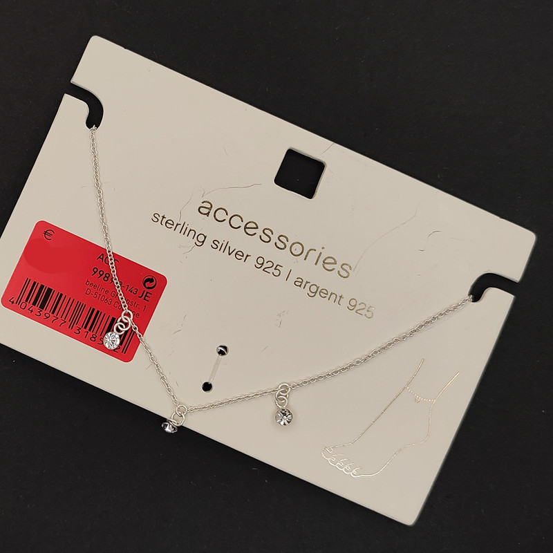 پابند نقره زنانه اکسسورایز مدل نگین آویز