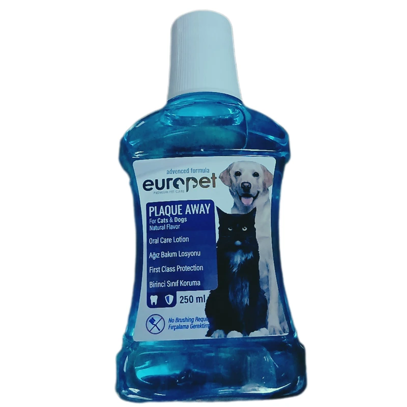 دهانشویه سگ و گربه یوروپت مدل plaque away حجم ۲۵۰ میلی لیتر