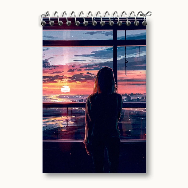 دفتر یادداشت 50 برگ خندالو مدل دختر و غروب کد F325