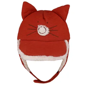 کلاه بافتنی بچگانه طرح گربه مدل داخل خز