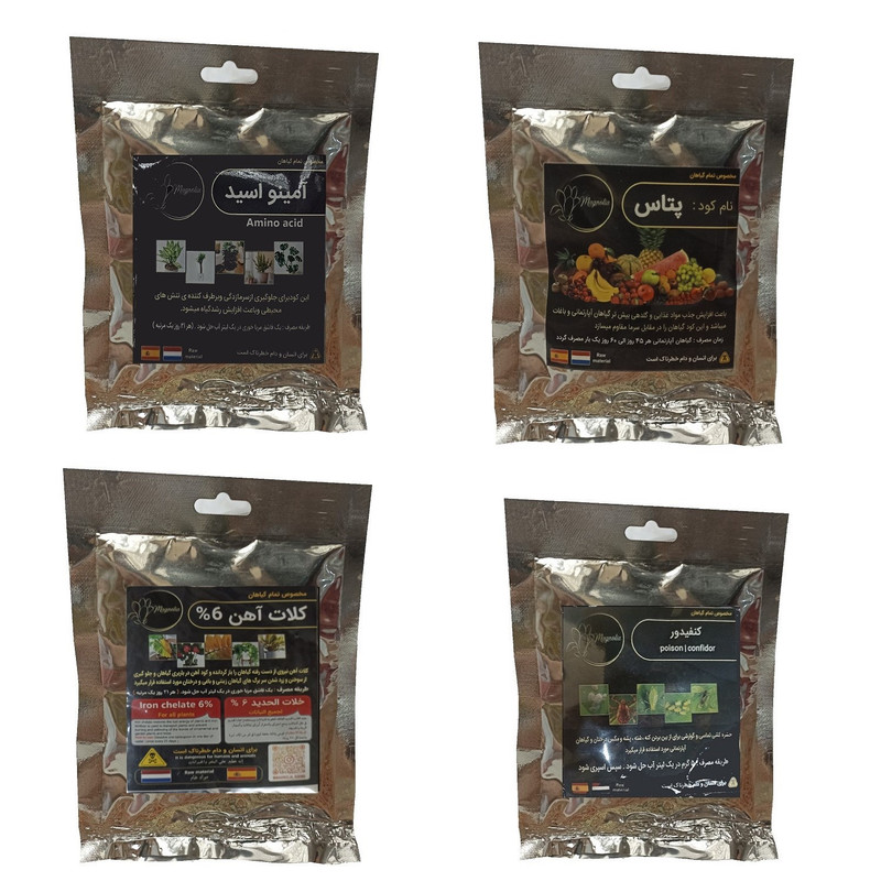 امینو اسید و پتاس و کنفیدور و کلات آهن مدل raw material وزن 200 گرم