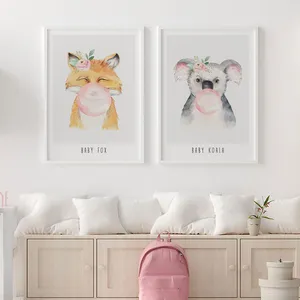 تابلو اتاق کودک سالی وود طرح روباه و کوآلا کد T112602 مجموعه 2 عددی