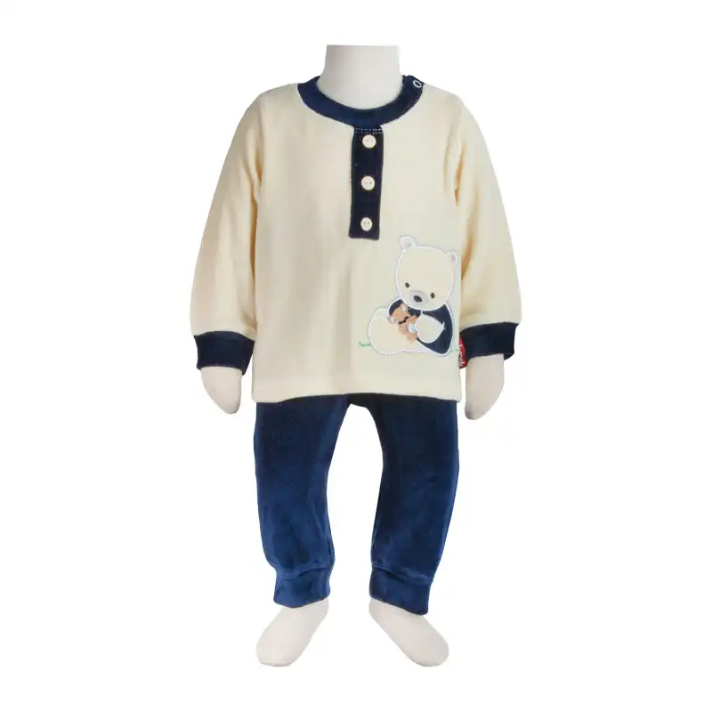 ست بلوز و شلوار نوزادی آدمک مدل خرس کد 110032 رنگ کرم