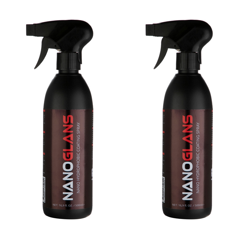  محلول نانو فوق آبگریز نانوگلنز مدل HYDROPHOBIC-COATING حجم 500 میلی لیتر بسته 2 عددی