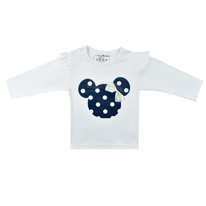 تی شرت آستین بلند نوزادی ارغوان مدل میکی موس