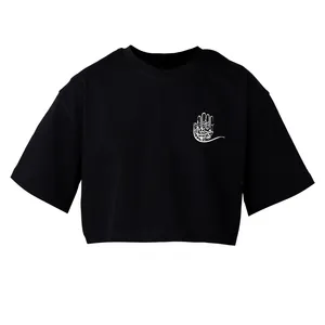 کراپ‌تاپ آستین کوتاه زنانه مدل محرمی کد 08 رنگ طوسی