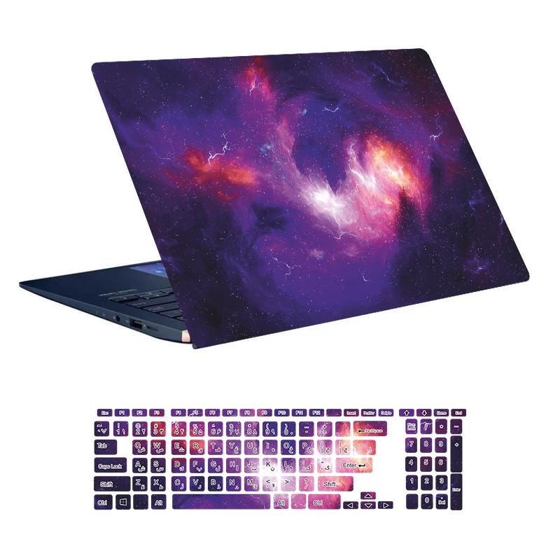 استیکر لپ تاپ توییجین و موییجین طرح Space کد 42 مناسب برای لپ تاپ 15.6 اینچ به همراه برچسب حروف فارسی کیبورد 