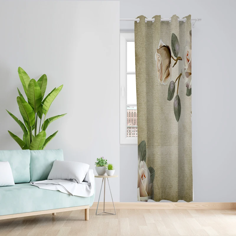 پرده طرح گل مدل مخمل پانچی کد  L 270 Z سایز 140x200 سانتی متر