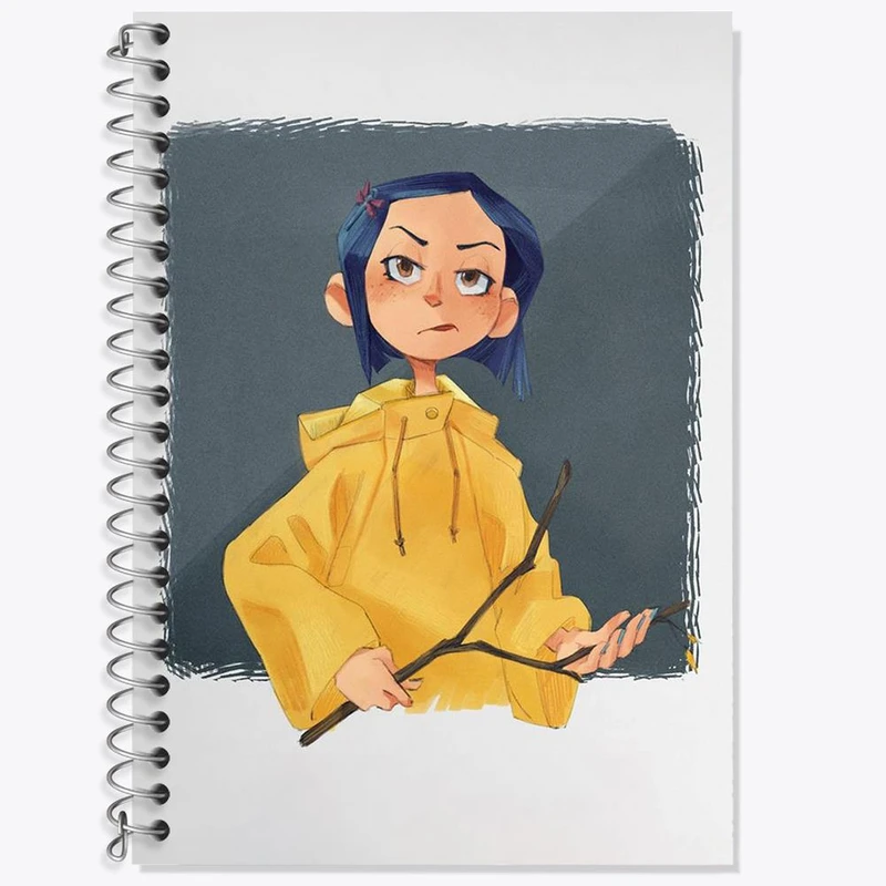دفتر زبان 50 برگ خندالو مدل دو خط طرح کورالاین Coraline کد 20786