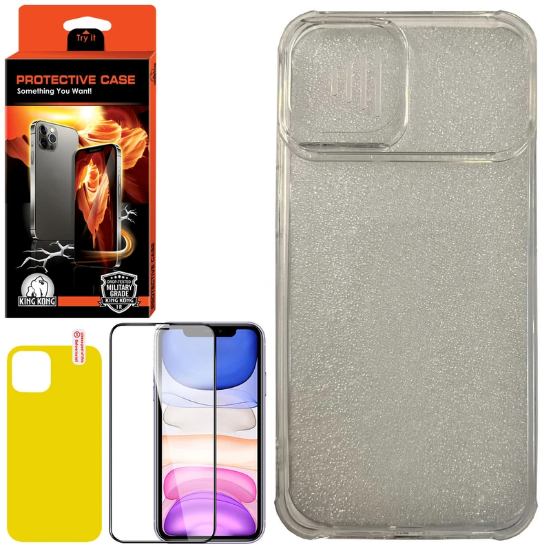 کاور کینگ کونگ مدل PC2A مناسب برای گوشی موبایل اپل Iphone 12 Pro به همراه محافظ صفحه نمایش و محافظ پشت گوشی