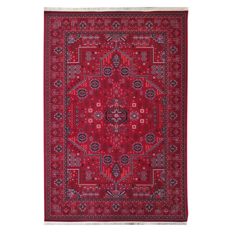 فرش ماشینی 1200 شانه فرش آرمانی زمینه لاکی حاشیه لاکی مدل 1266