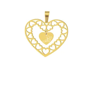 آویز گردنبند هایکا طرح قلب و حرف لاتین B مدل ha 181