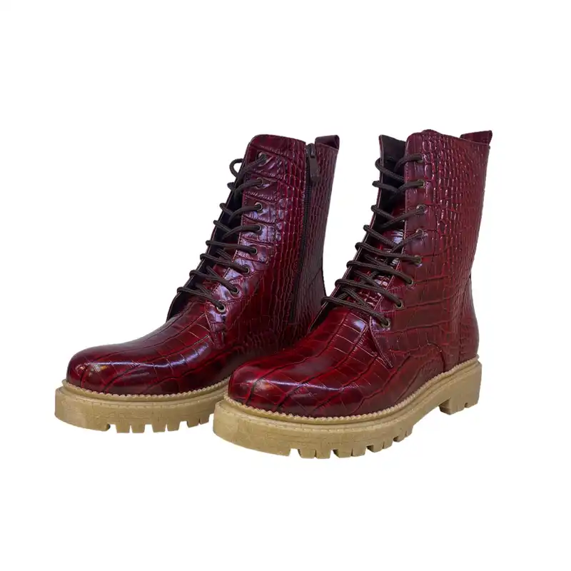 نیم بوت زنانه مدل چرم طبیعی ماری کد 0531 رنگ قرمز