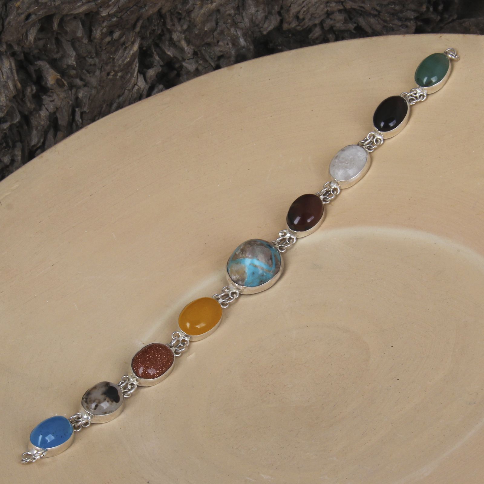 دستبند نقره زنانه مدل چند جواهر کد DP_846 - - 4