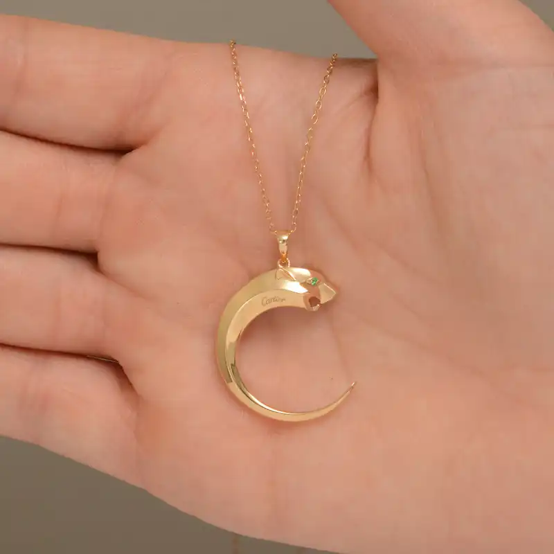 گردنبند طلا 18 عیار زنانه طلای مستجابی مدل پنتر  کد 45