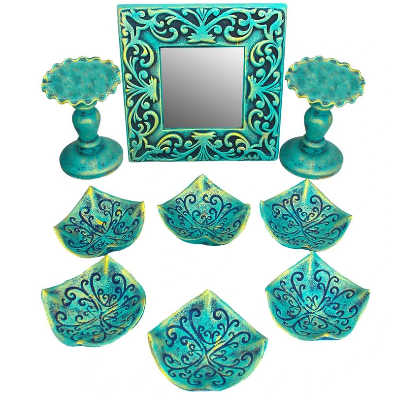 مجموعه ظروف هفت سین 9 پارچه مدل پیچکی