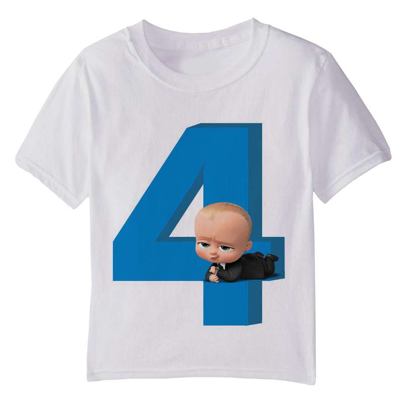 تی شرت آستین کوتاه بچگانه مدل تولدی چهار سالگی بچه رئیس 026