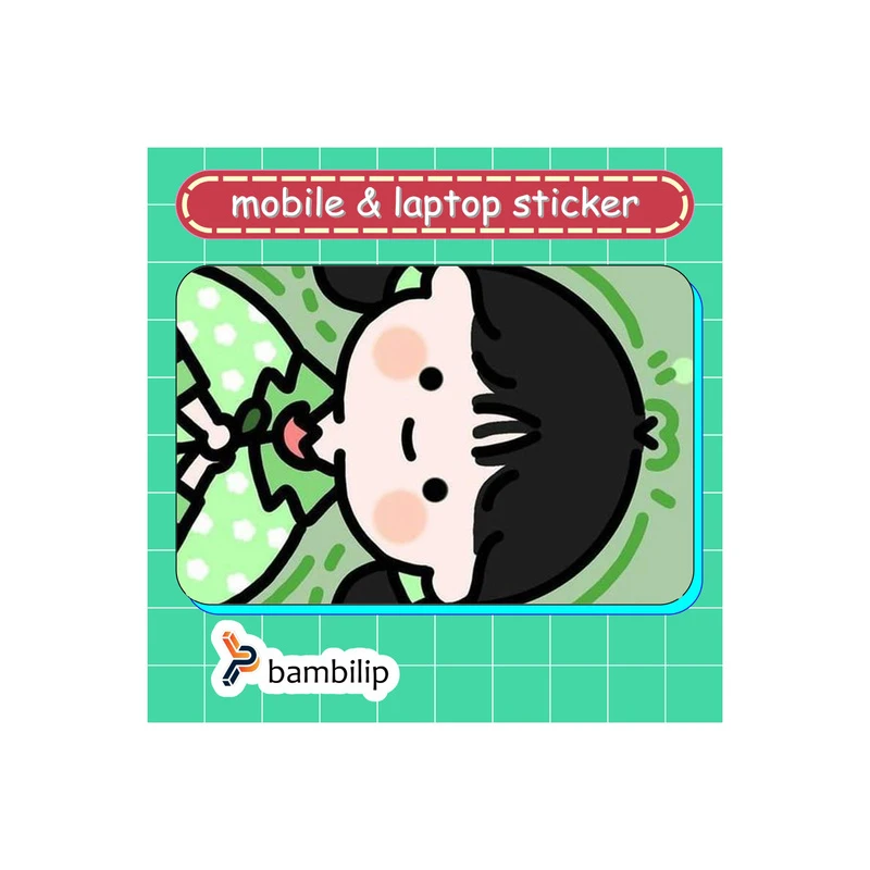 استیکر بامبیلیپ مدل کارت عابر طرح دختر مو مشکی با گل لاله کد 9782874