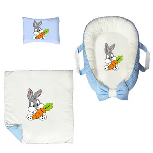 سرویس خواب سه تکه نوزاد ناریکو مدل گارد محافظ دار طرح خرگوش کد 0668
