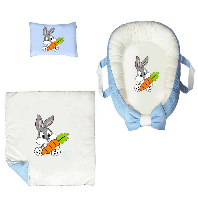سرویس خواب سه تکه نوزاد ناریکو مدل گارد محافظ دار طرح خرگوش کد 0668