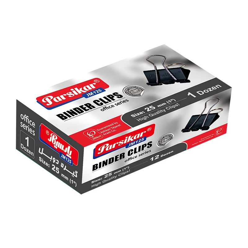 گیره کاغذ پارسیکار مدل JM125 بسته 12 عددی