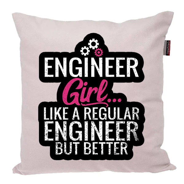 کوسن پاد آفرین مدل دخترانه خانم مهندس کد PK301645 سایز 30*30 سانتی متر