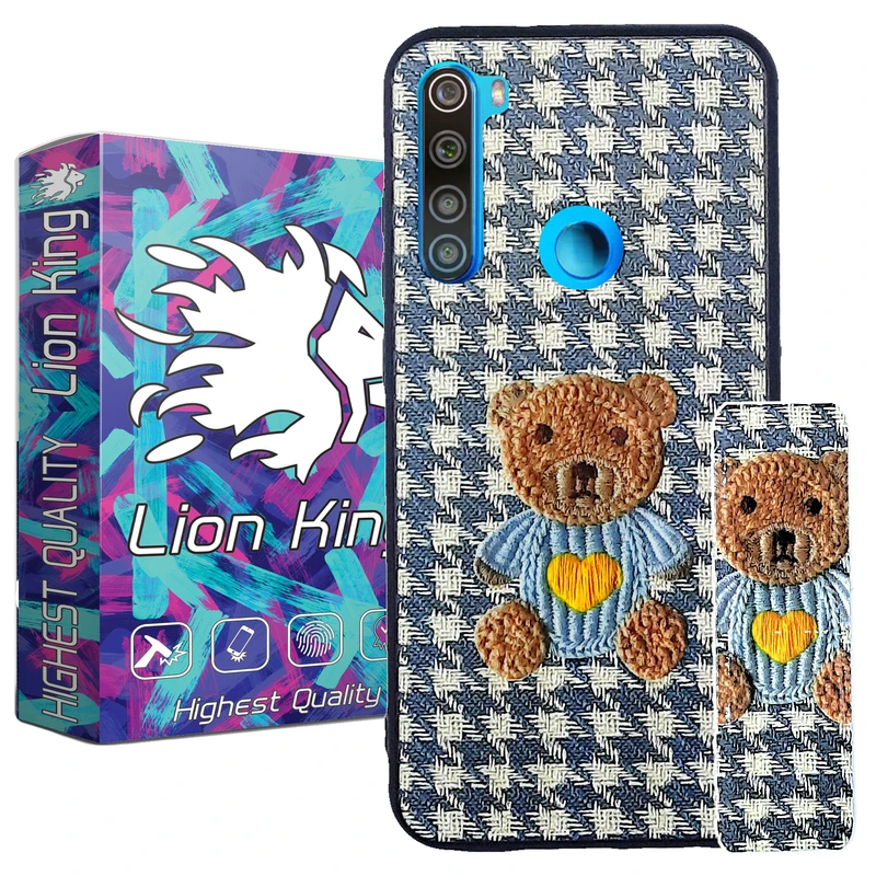 کاور لاین کینگ مدل پارچه ای 3D مناسب برای گوشی موبایل شیائومی Redmi Note 8  به همراه پایه نگهدارنده
