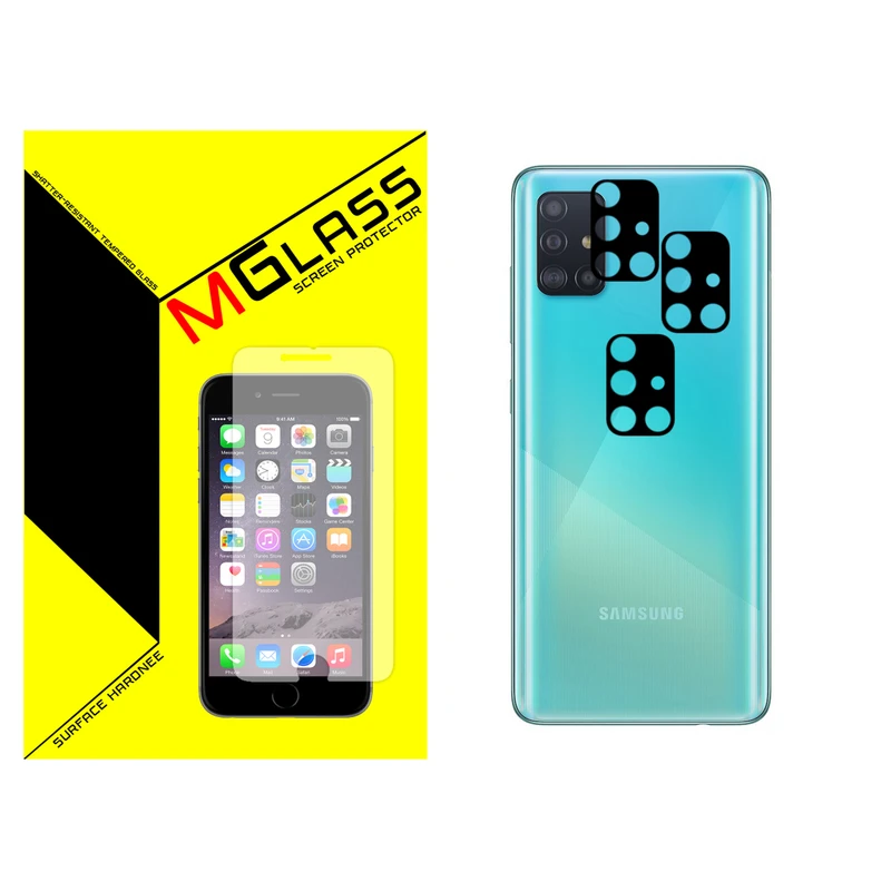 محافظ لنز فلزی دوربین ام گلس مدل MGL-03 مناسب برای گوشی موبایل سامسونگ GALAXY A71 بسته سه عددی