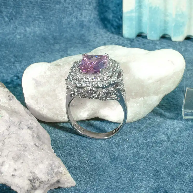 انگشتر نقره زنانه مدل کوارتز AMT-R166