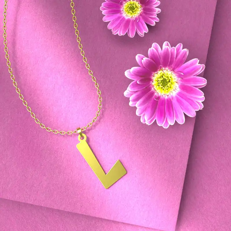 گردنبند طلا 18 عیار زنانه مدوپد مدل حرف L کد H3-1-1076