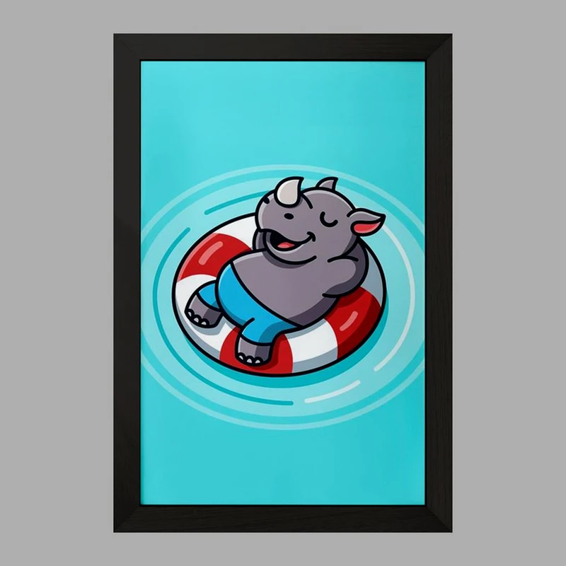 تابلو خندالو مدل حیوانات بامزه کرگدن کد 28368