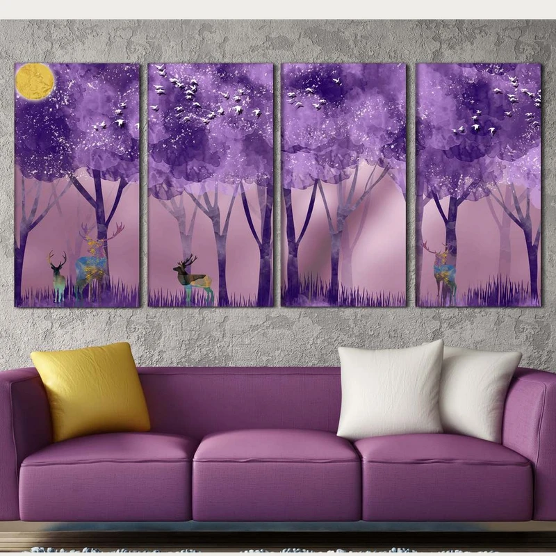 تابلو شاسی بکلیت طرح دکوراتیو نقاشی مدرن مدل SH-371 مجموعه 4 عددی