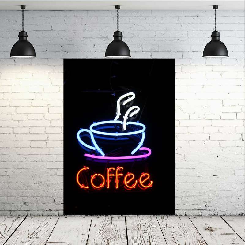 پوستر دیواری طرح فنجان قهوه مدل نئون کد FP293