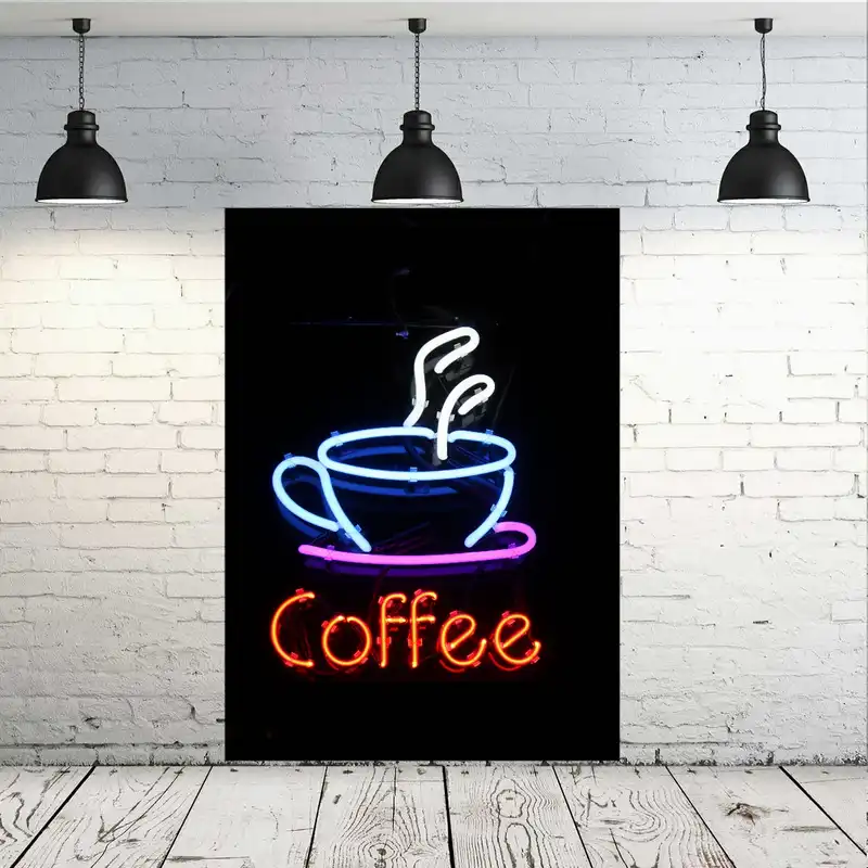 پوستر دیواری طرح فنجان قهوه مدل نئون کد FP293