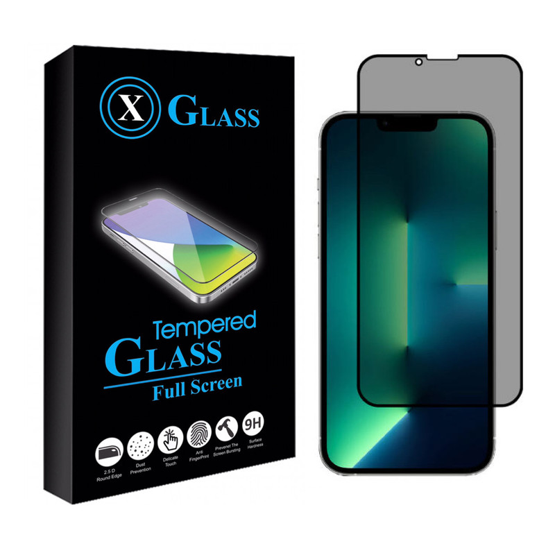 محافظ صفحه نمایش حریم شخصی ایکس گلس مدل شیشه ای مناسب برای گوشی موبایل اپل IPHONE 13 PRO MAX