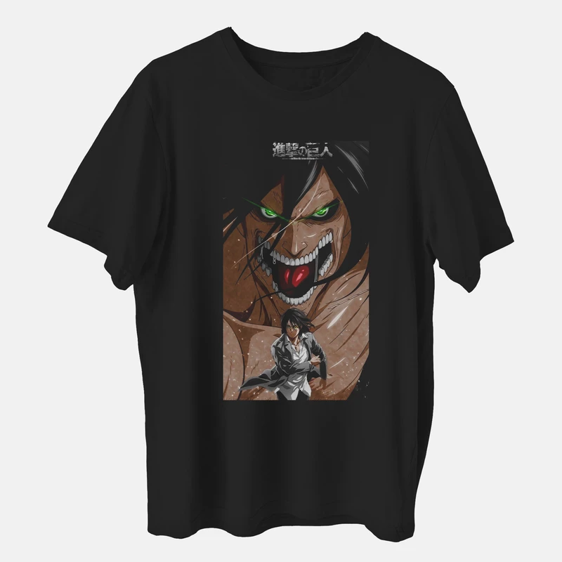 تی شرت آستین کوتاه مردانه مدل انیمه اتک ان تایتان کد anm339