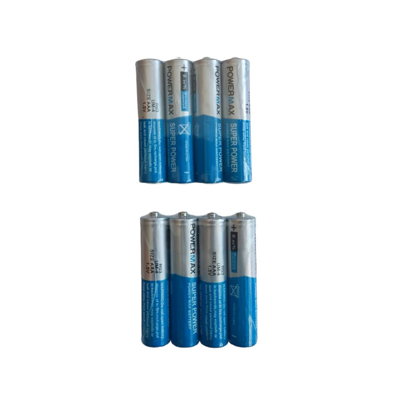 باتری نیم قلمی پاورمکس مدل Super Power بسته 8 عددی