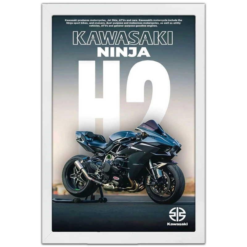 تابلو بکلیت طرح موتور سنگین نینجا کاوازاکی NINJA KAWASAKI H2R مدل W-po1605 فریم سفید