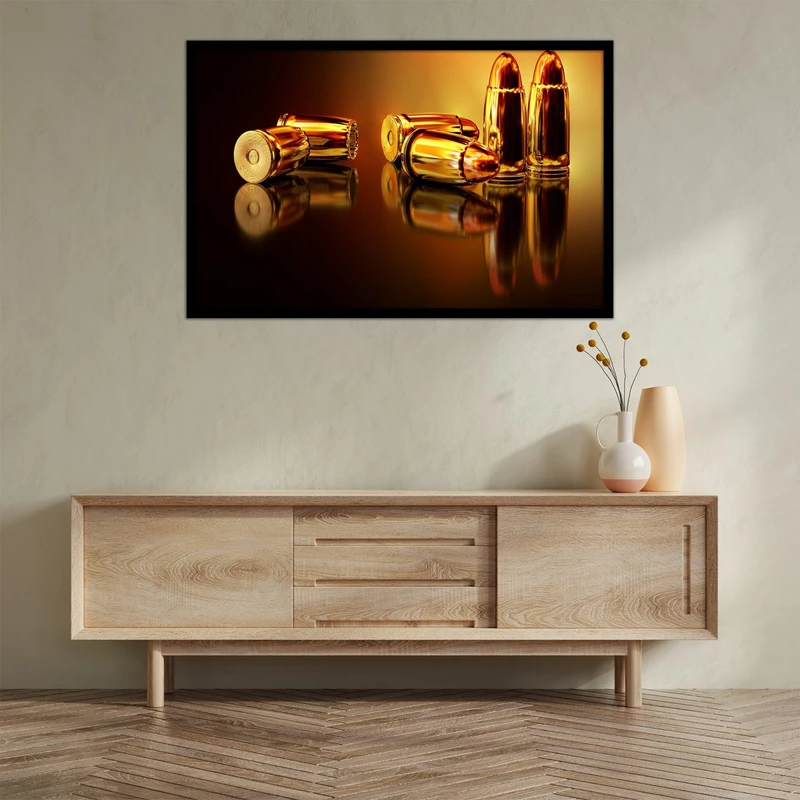 تابلو بکلیت طرح پوکه فشنگ و تفنگ  مدل  B-bu2704