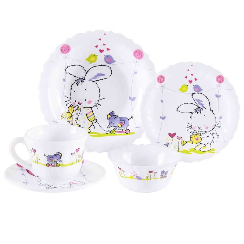 سرویس غذاخوری 5 پارچه کودک پارس اوپال طرح خرگوش