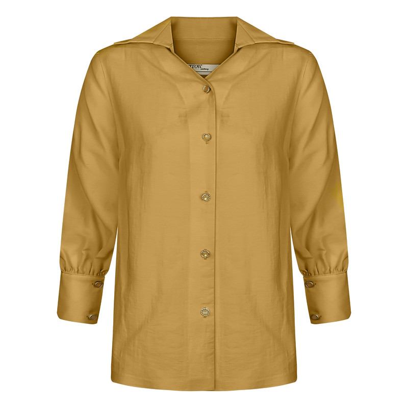 شومیز آستین بلند زنانه مدل ZZR55 رنگ خردلی