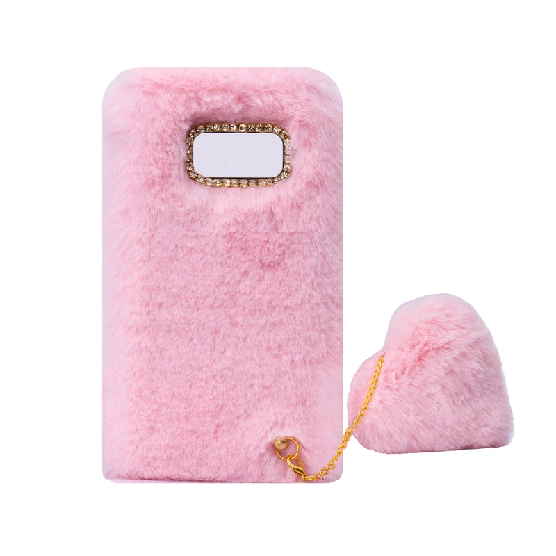 کاور طرح دخترانه مدل خزدار پشمالو مناسب برای گوشی موبایل سامسونگ Galaxy S7 edge به همراه آویز