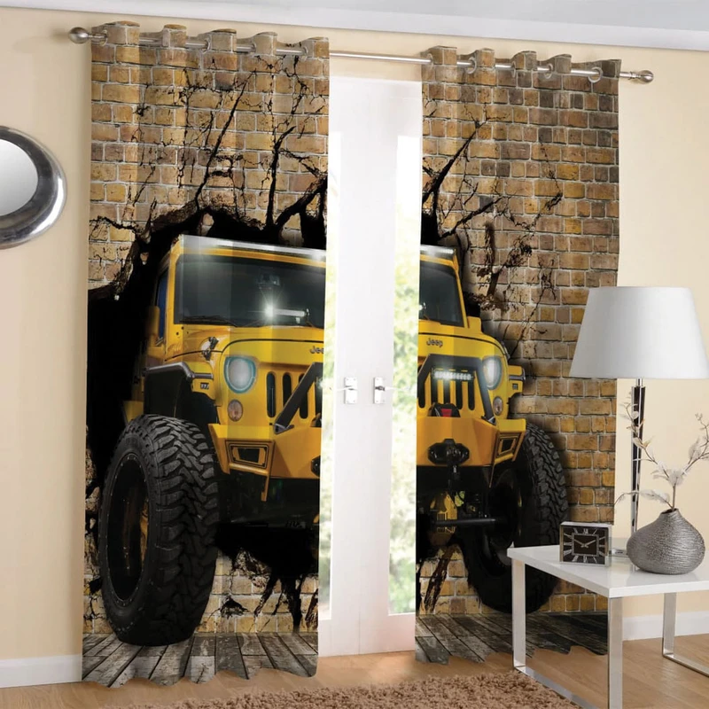 پرده مدل هازان چاپی طرح ماشین سه بعدی  کد 2100 سایز 280x140 سانتی متر