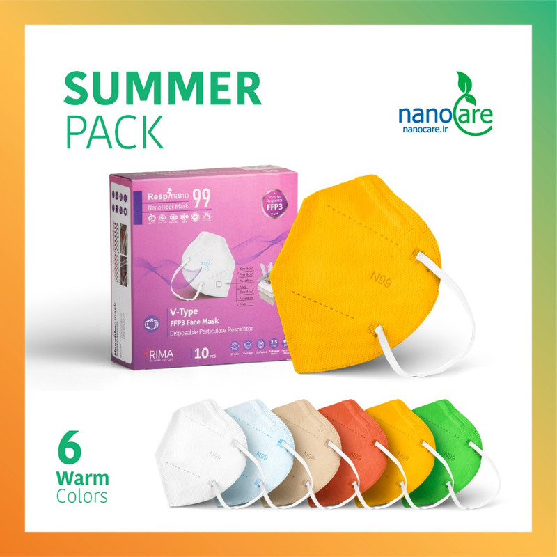 ماسک تنفسی ریما مدل وی تایپ N99 نانوالیاف کد Summer-V99 بسته 10عددی