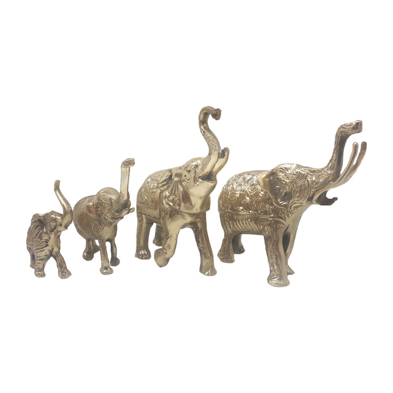 مجسمه برنجی مدل خانواده فیل مجموعه 4 عددی