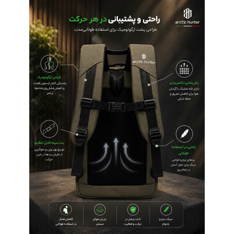 کیف لپ تاپ آرتیک هانتر مدل Newplus 128 مناسب برای لپ‌تاپ‌های 17 اینچ